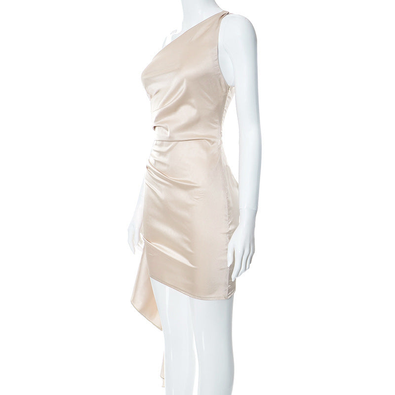 One-Shoulder Sleeveless Mini Dress