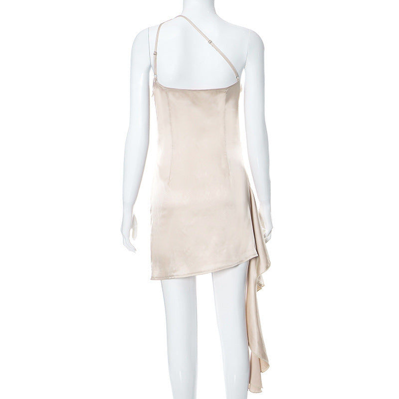 One-Shoulder Sleeveless Mini Dress