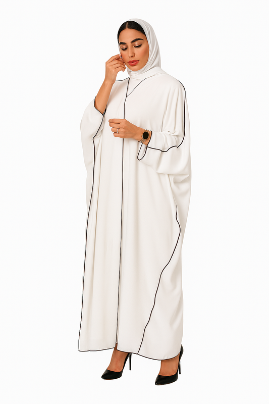 Women's White Patchwork Plus Size Women's Abaya Robe