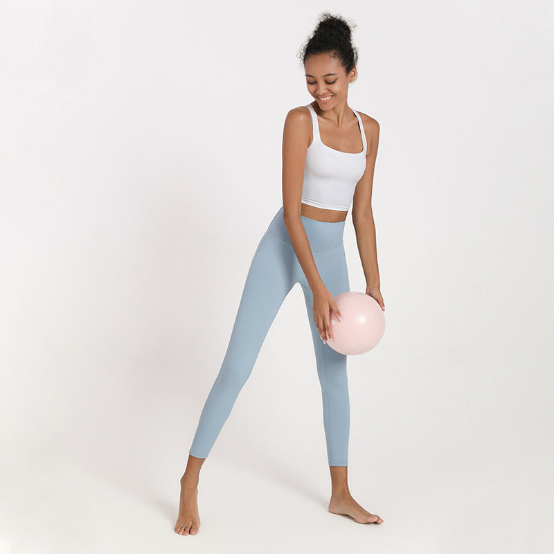 High-Waist Yoga Leggings & Top Set – Moisture-Wicking Activewear