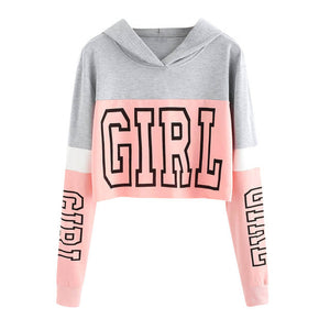 Patchwork Crop Top Hoodie