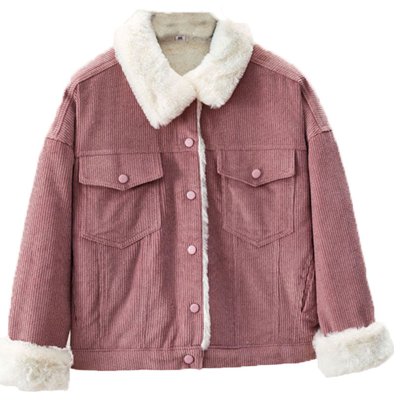 Corduroy Cotton Padded Jacket Female Student Fall   Winter Outfit