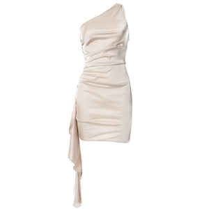 One-Shoulder Sleeveless Mini Dress