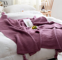 Nordic Fringed Knit Blanket
