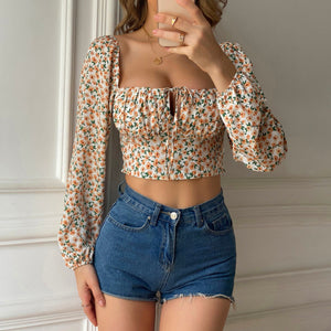Retro Square Collar Blouse