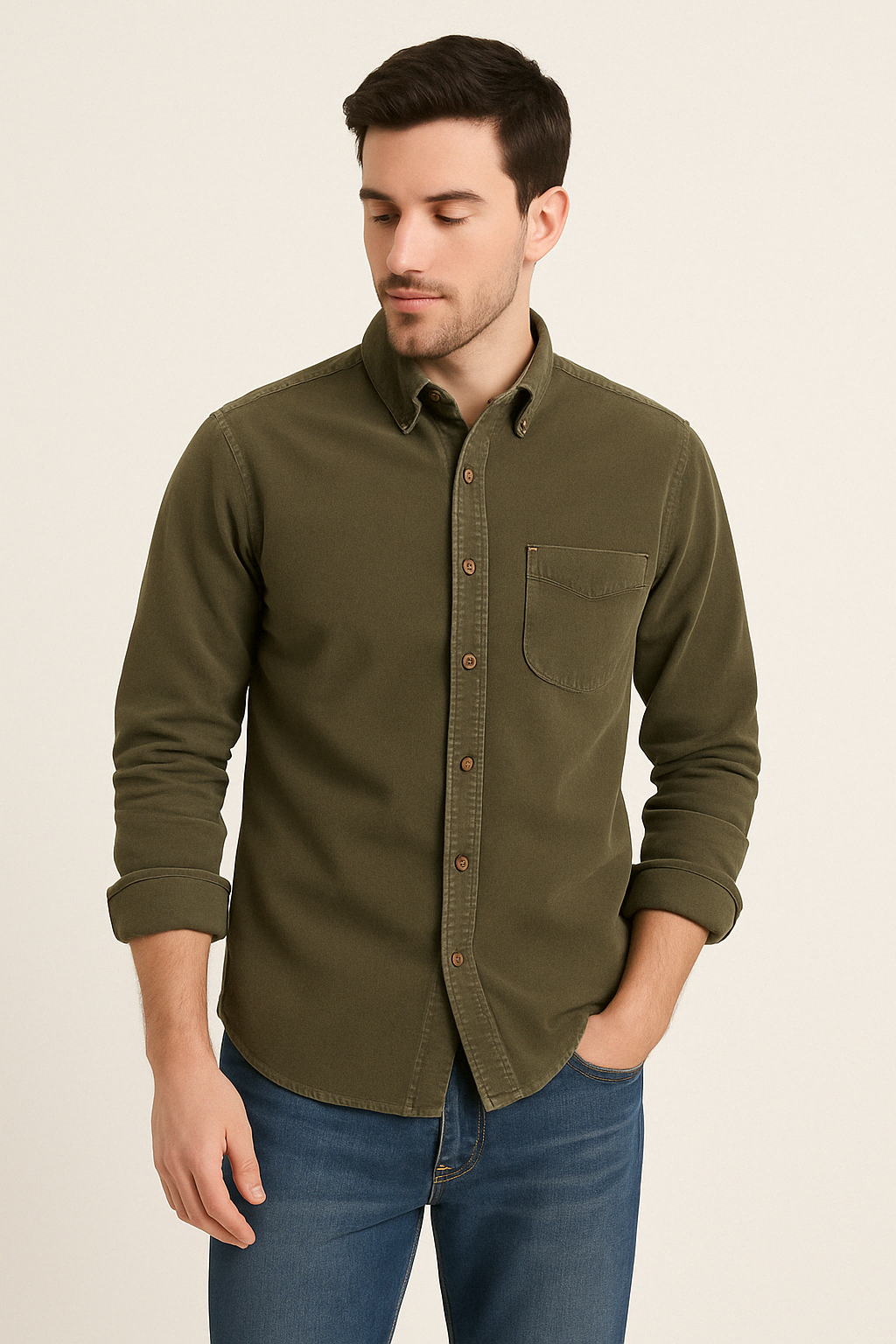 Retro Trendy Sleeve Color Men's Shirt