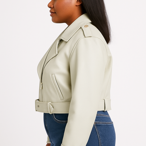 Women's Casual Loose Fit Leather Jacket – Solid Color Faux Leather Coat