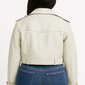 Women's Casual Loose Fit Leather Jacket – Solid Color Faux Leather Coat