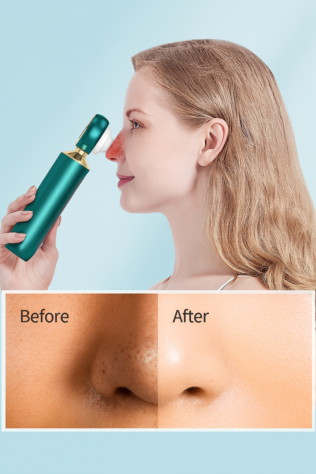 Portable USB Blackhead Remover with Blue Light & Magnifier