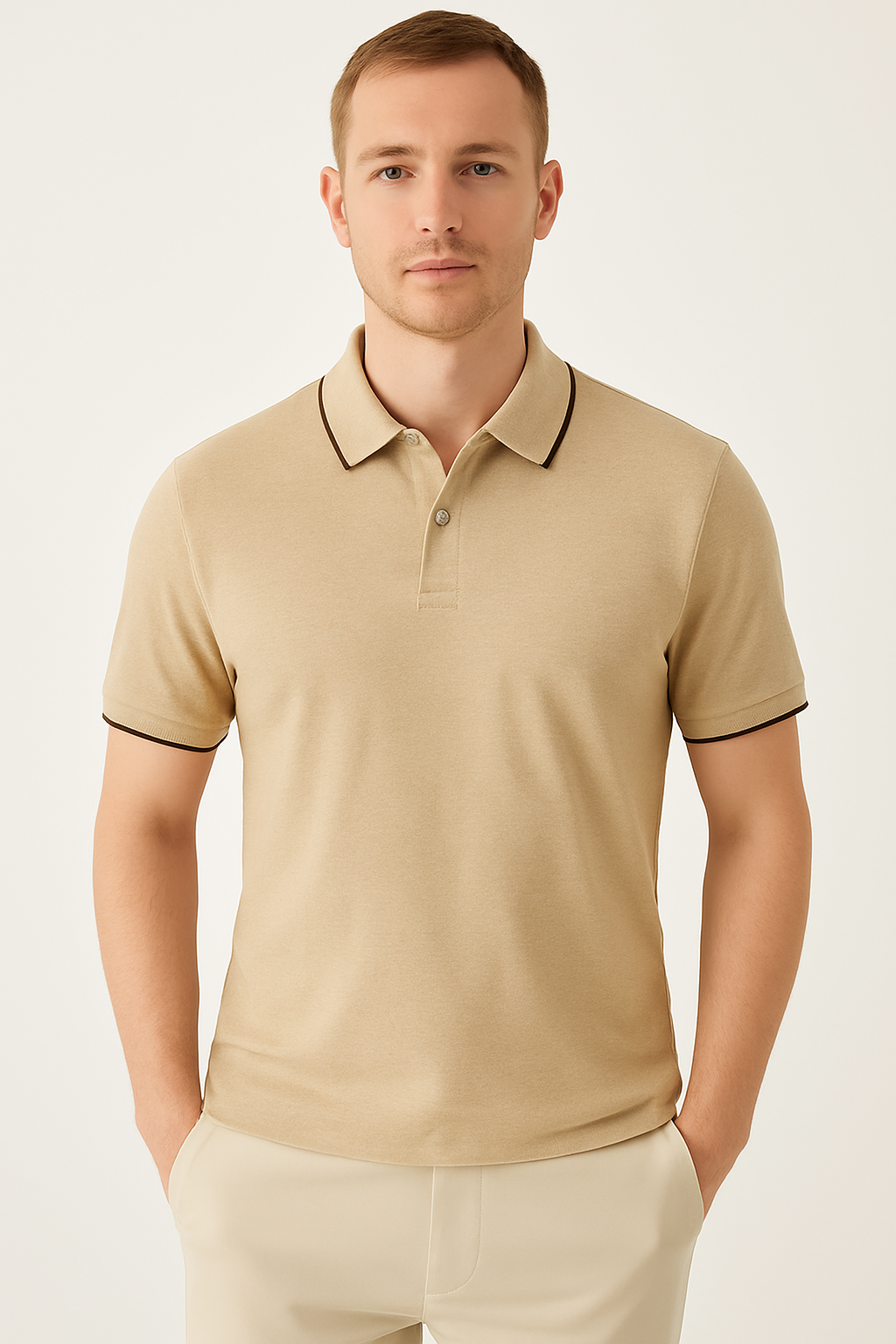 Mercerized Pearl Cotton Lapel Short Sleeve Polo Shirt