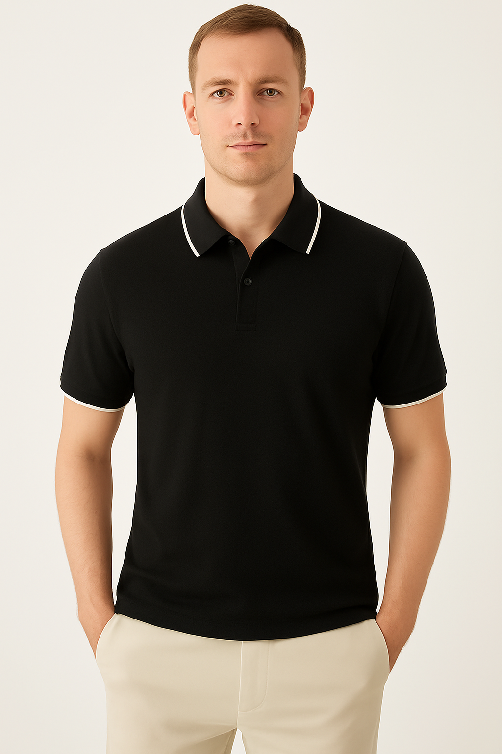 Mercerized Pearl Cotton Lapel Short Sleeve Polo Shirt