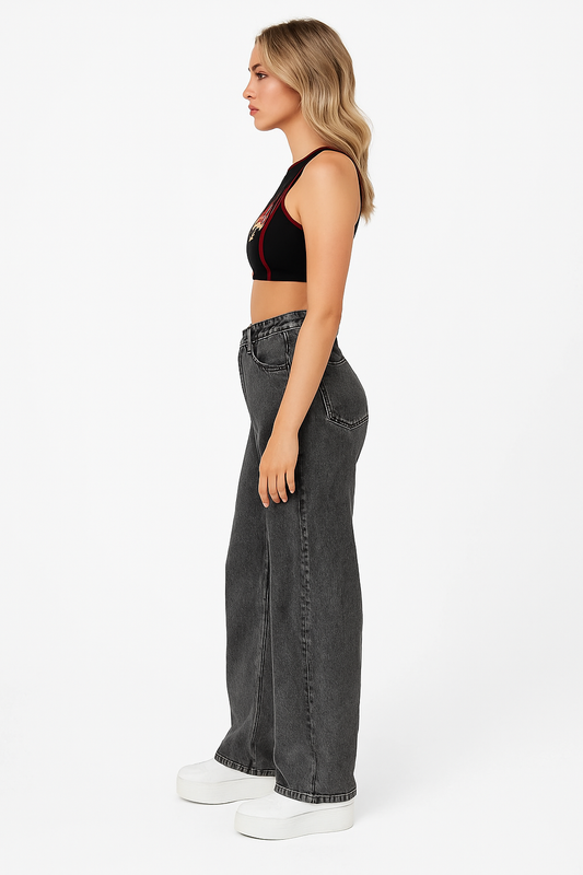 High Waist Straight Loose Casual Jeans