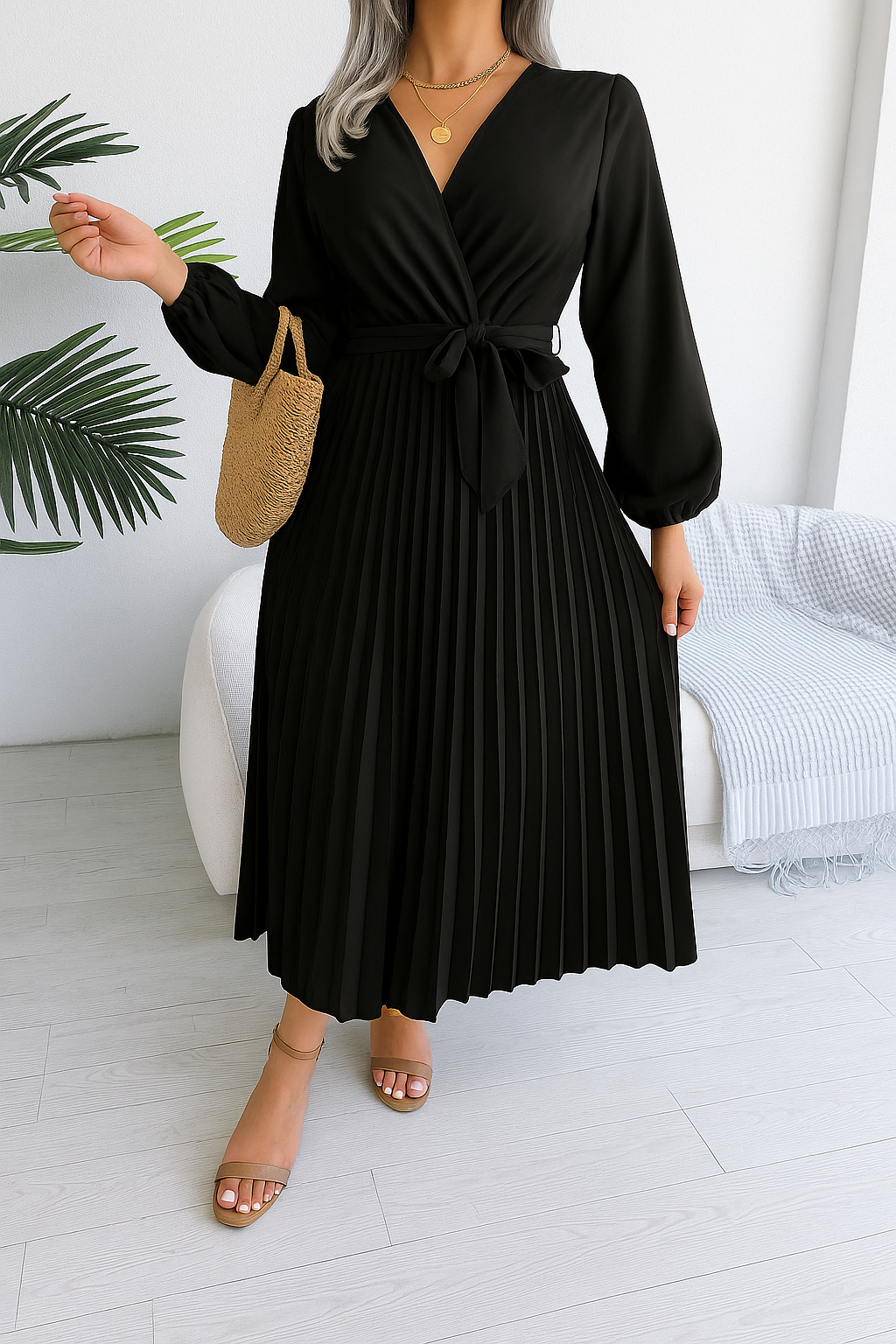 Elegant Pleated Maxi Dress