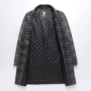 Woolen Coat Men's Mid-length Business Casual Plaid