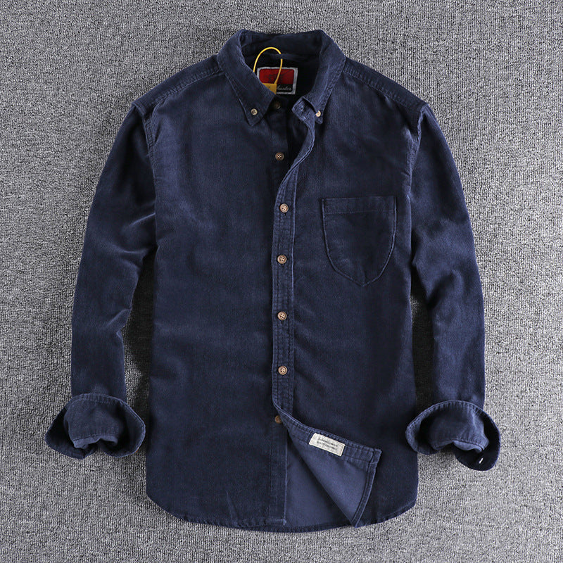 Retro Trendy Sleeve Color Men's Shirt