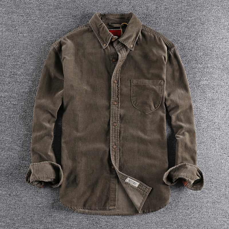 Retro Trendy Sleeve Color Men's Shirt