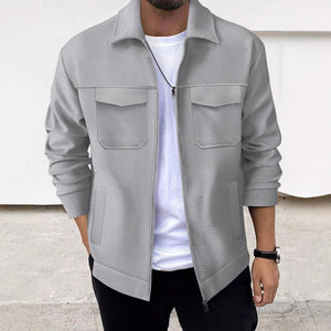 Lapel Zipper Casual Jacket Men's Coat