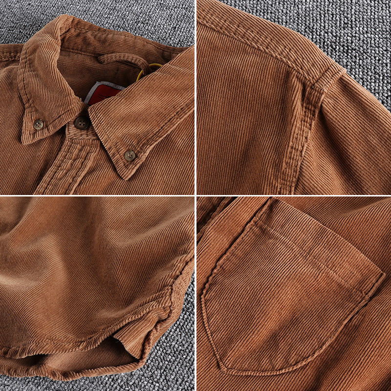 Retro Trendy Sleeve Color Men's Shirt