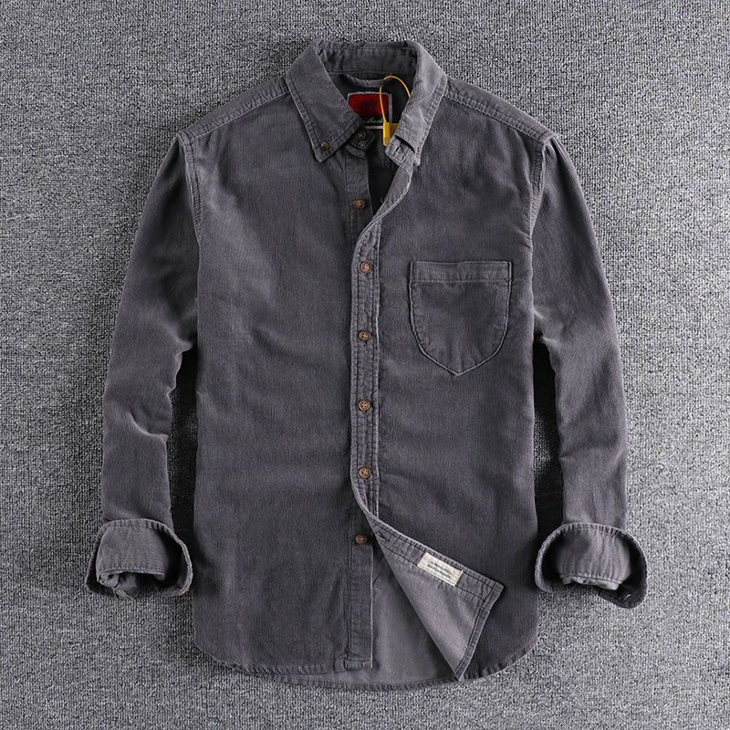 Retro Trendy Sleeve Color Men's Shirt
