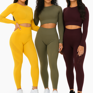 Women wearing seamless yoga gym suits in various colors, demonstrating style and flexibility.